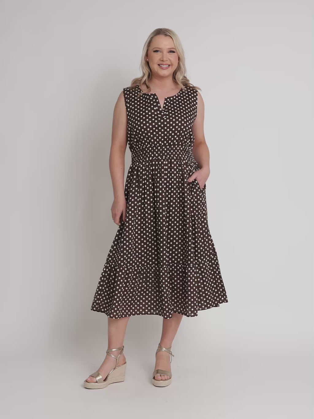 Get Spotty Print Dress - Koko White rc&co
