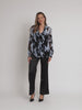 Lucia Ruffle Print Sheer Top - Midnight