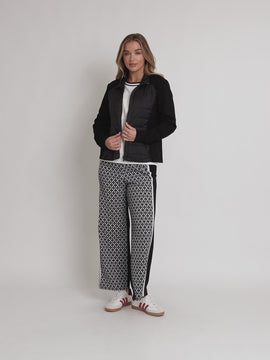 Empire Spliced Print Wide Leg Pant - Black/Ivory rc&co