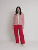Cape Town Stripe Print Cardigan - Red Ivory