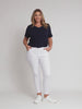 LA Distressed Pull On Stretch Denim Jean - White