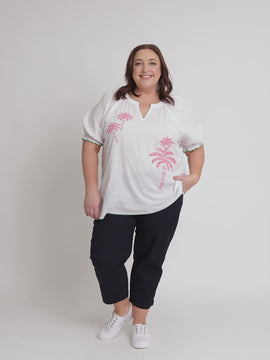 Pina Colada Embroidered Top - White
