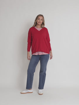 Double Take 2 in 1 Stripe Top  - Red/White