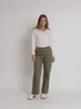 Carpenter Stretch Wide Leg Pull On Denim Jean - Khaki