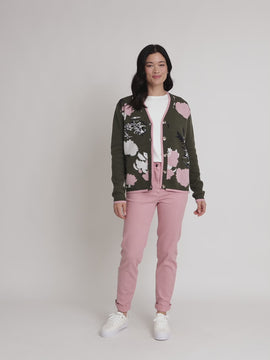 Colorado Floral Print Knit Cardigan - Khaki Multi rc&co