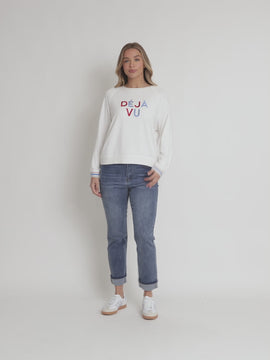 Deja Vu Embroidered Sweatshirt - Ivory RC&CO
