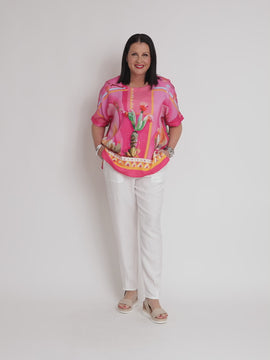 The Tulum Print Shell Top - Pink/Multi rc&co