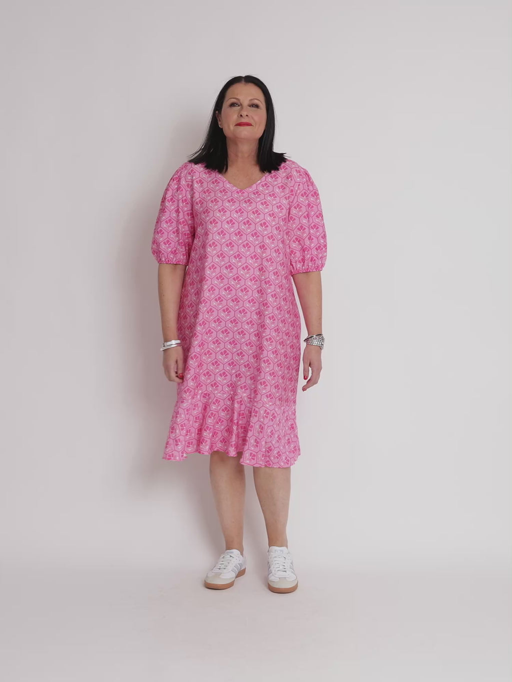 Floral Art Print Dress - Pink