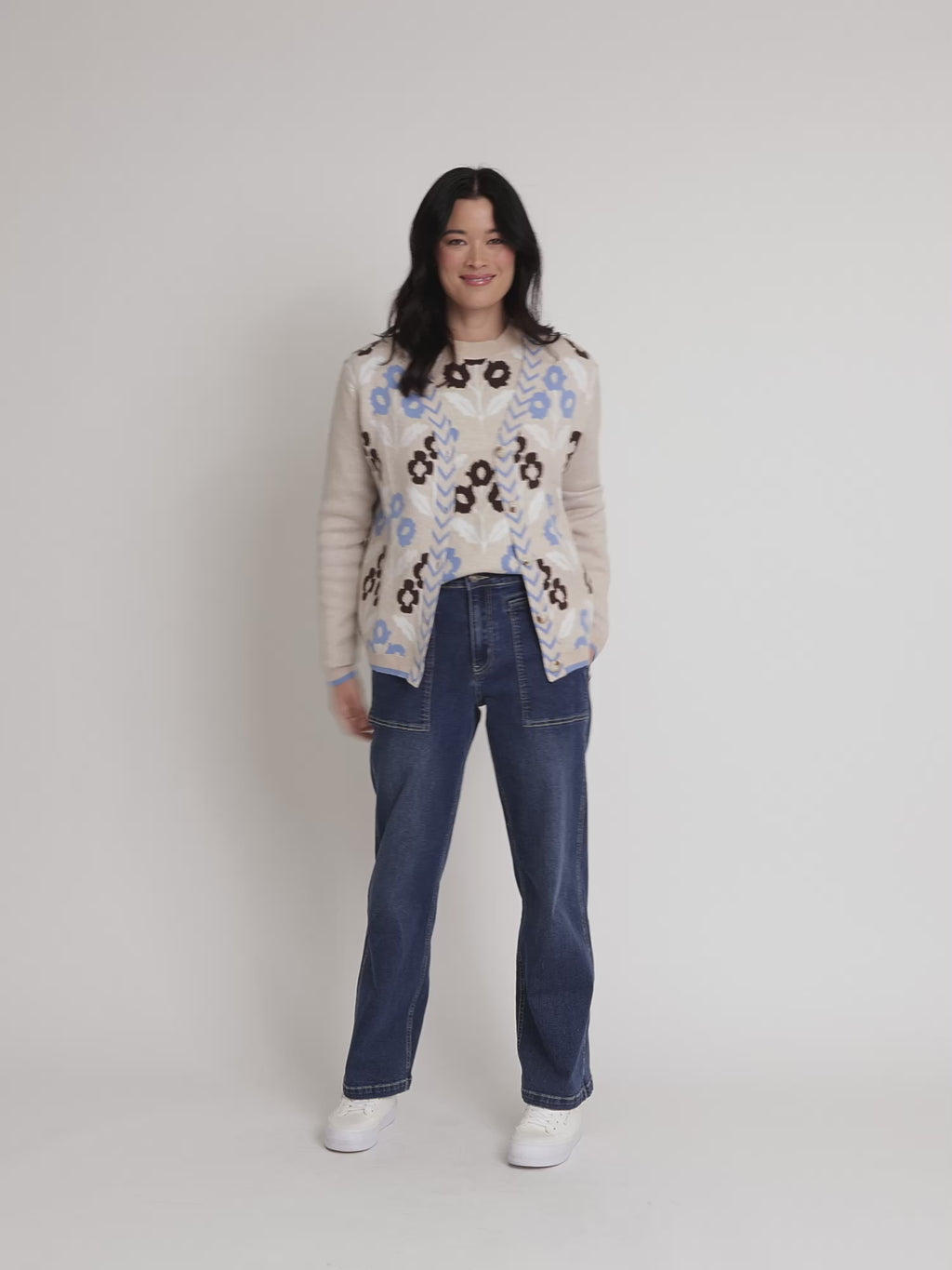 Vermont Floral Print Knit Cardigan - Natural Multi rc&co