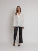 Tuxedo Ruffle Sheer Shirt - Ivory