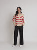 Montrose Stripe Print Knit - Natural Red rc&co