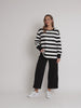 Riviera Sequin Stripe Print Sweatshirt - Black/Ivory
