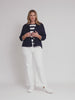 Danielle Linen Cropped Blazer - Navy