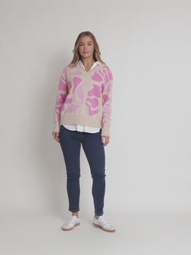 Blushing Print Knit - Pink/Multi rc&co
