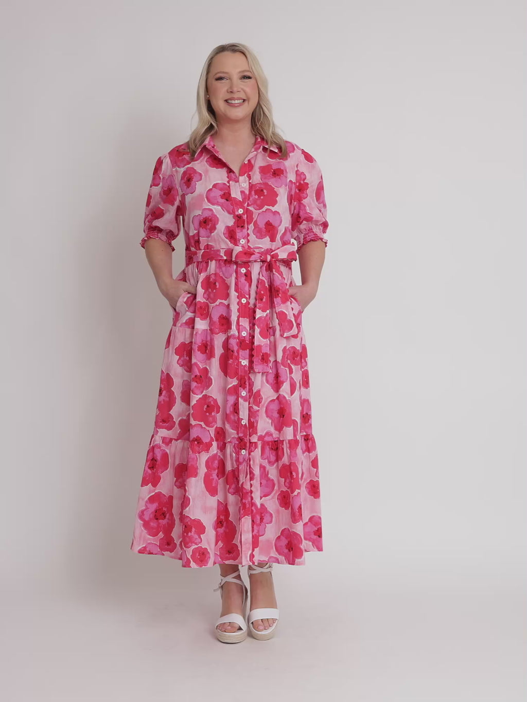 Pink Poppies Floral Print Dress - Pink/Multi rc&co