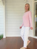 Brushed Crew Neck Long Sleeve Tee - Blush