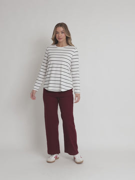 Carpenter Stretch Wide Leg Pull On Denim Jean - Shiraz