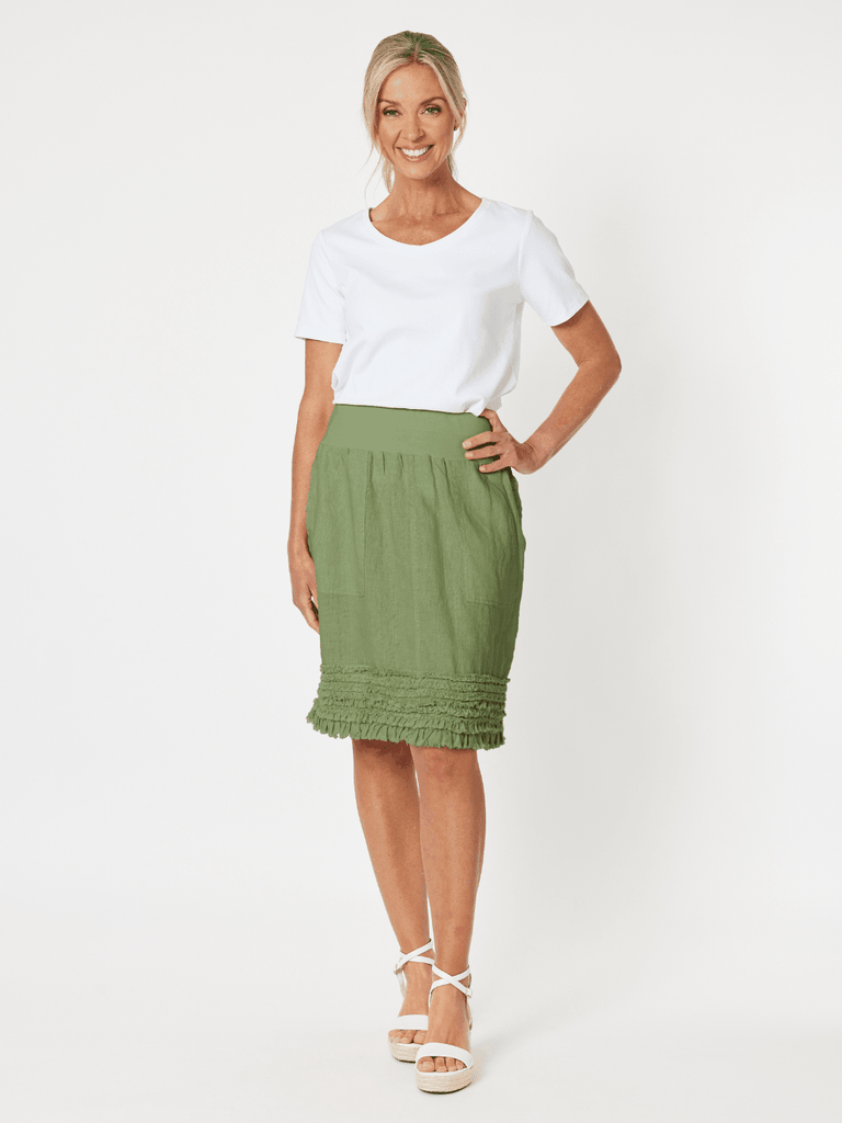 Ruffle Hem Skirt - Khaki - RC & Co