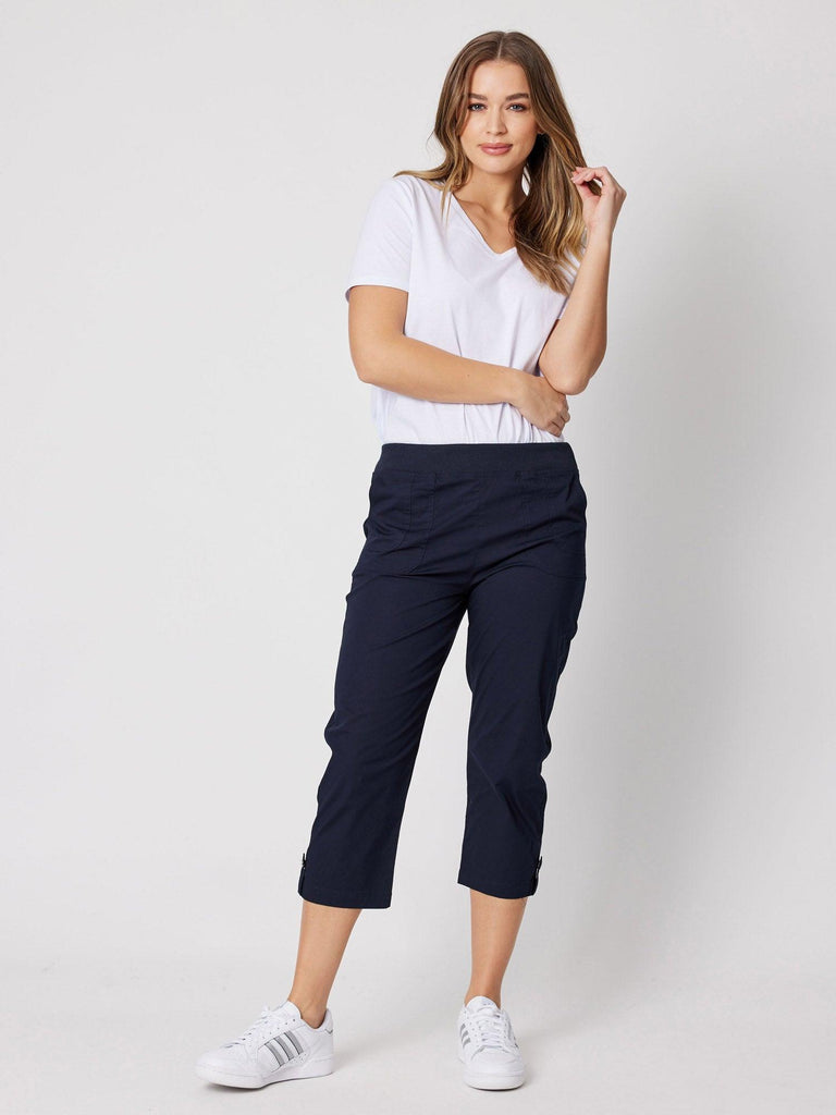 Santorini Cropped Cotton Pant - Navy - RC & Co