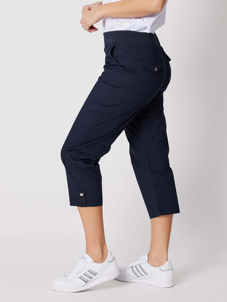 Santorini Cropped Cotton Pant - Navy - RC & Co