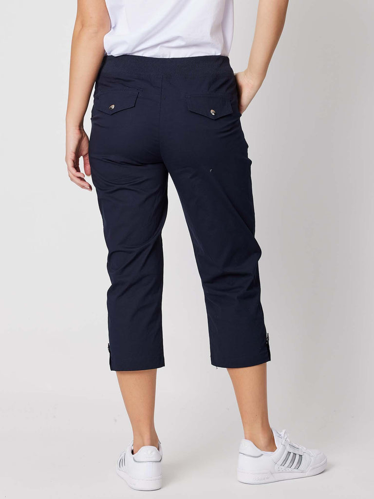 Santorini Cropped Cotton Pant - Navy - RC & Co
