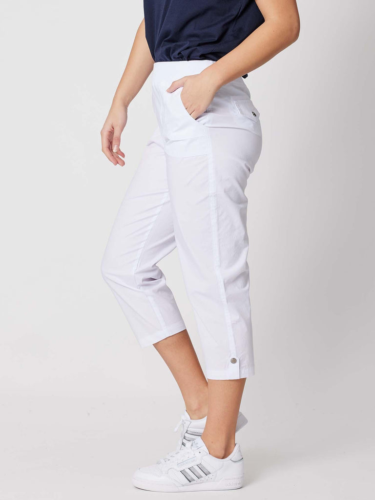Santorini Cropped Cotton Pant - White - RC & Co