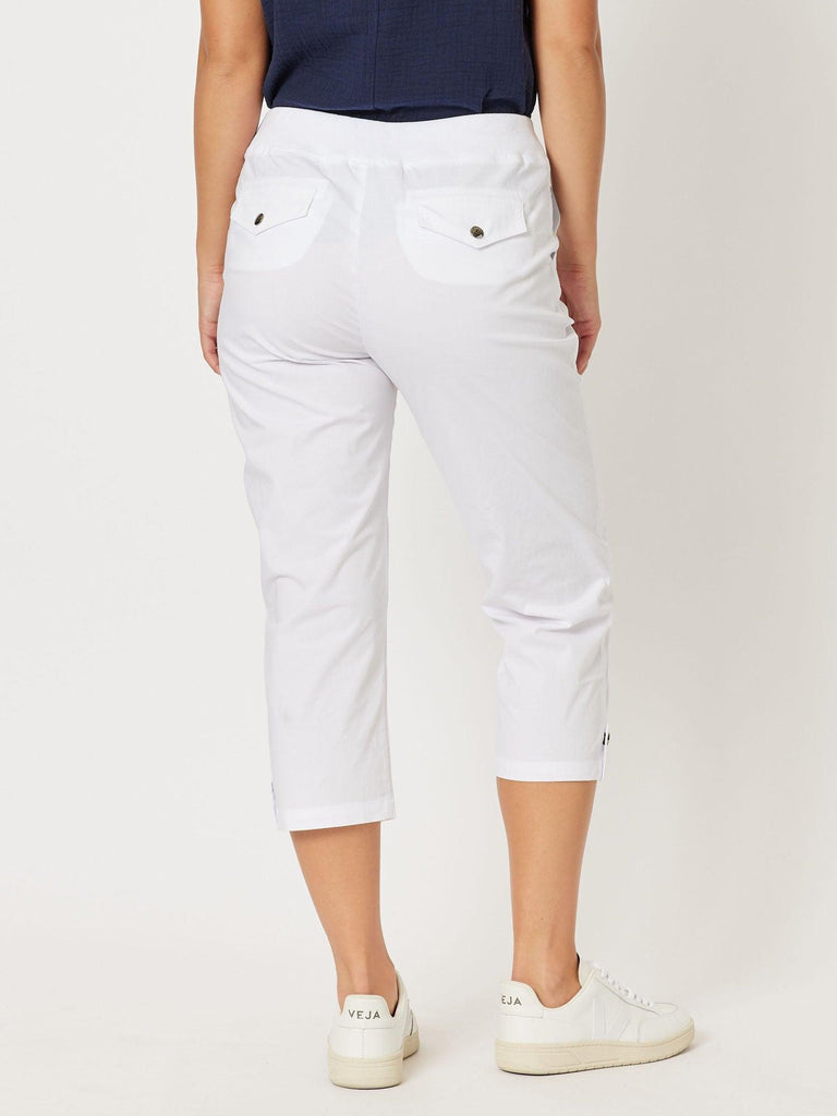 Santorini Cropped Cotton Pant - White - RC & Co