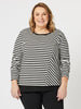 Sarah Stripe Long Sleeve Top - Black - RC & Co