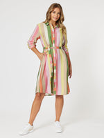 Spice Stripe Print Shirt Dress - Spice