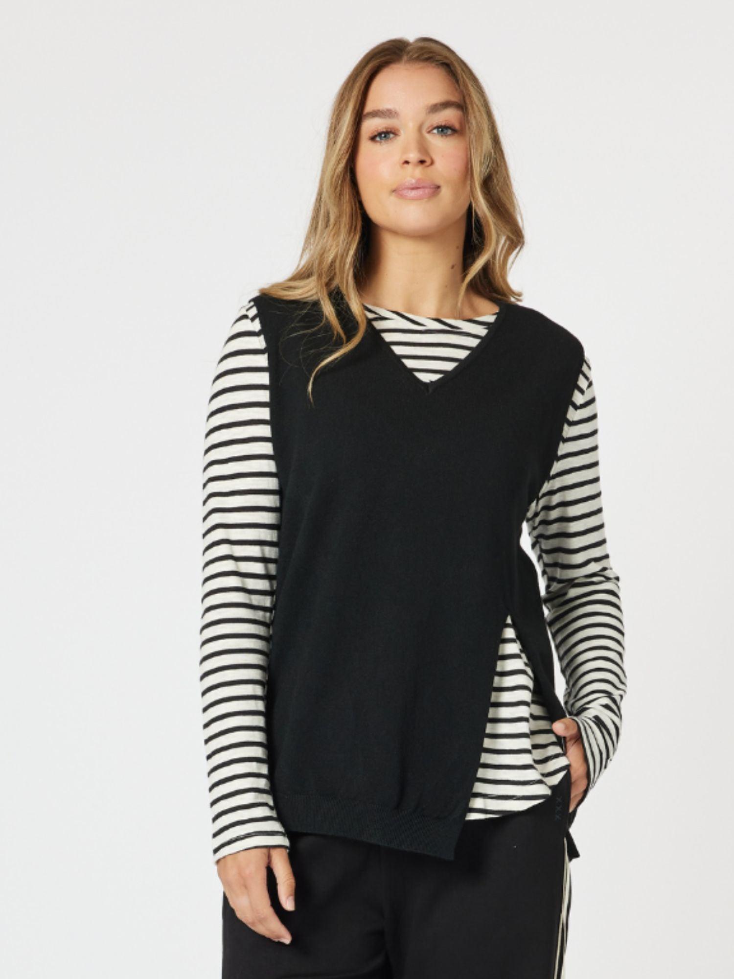 Vicky Side Split Knit Vest - Black – RC & Co